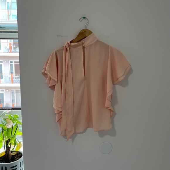 Leith Pink Ruffle Short Sleeve Blouse Size Small - Picture 6 of 6